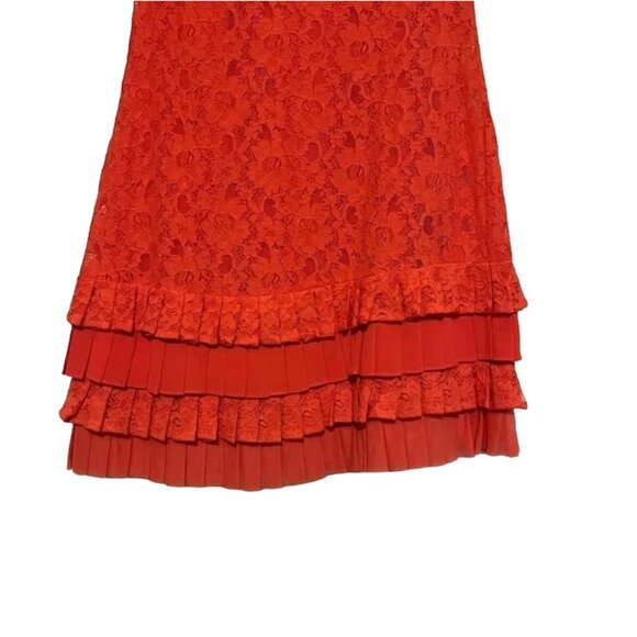 Jessica Simpson Women's Size 4 Tiered Hem Lace Dress Hot Coral Excellent VERY ge - Picture 6 of 6